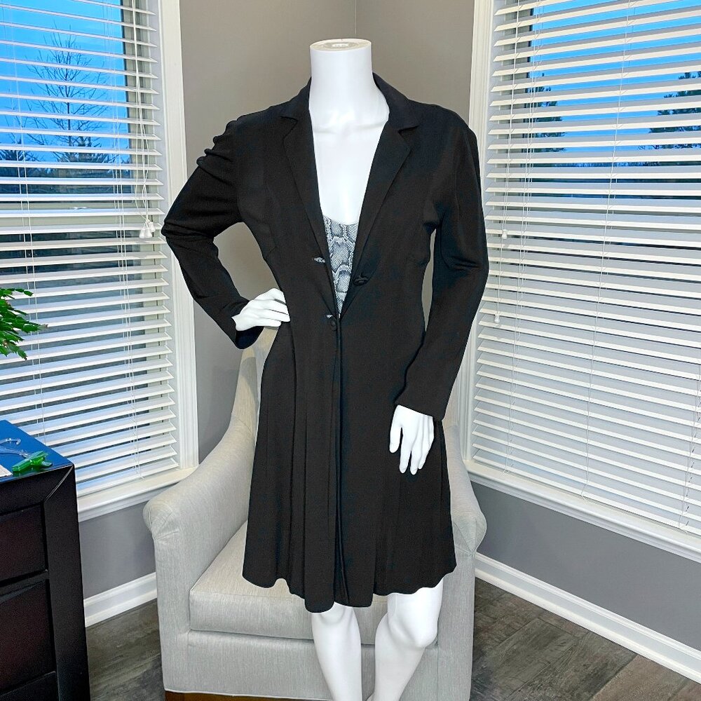 Vintage Cabi Y2K Long Black Rayon Topper Duster XS Style #102